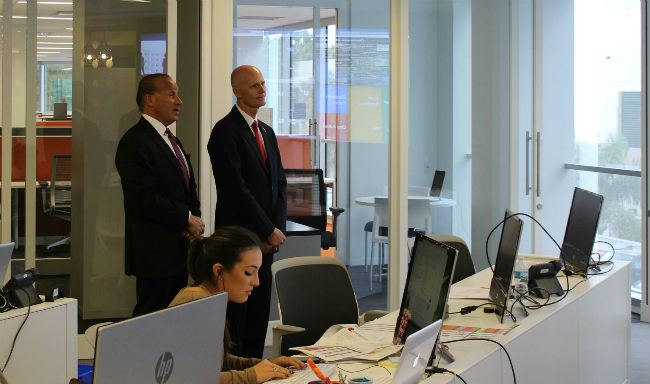 Florida Governor Rick Scott visits the zActivation Newsroom with Zimmerman Advertising Chairman and Founder, Jordan Zimmerman