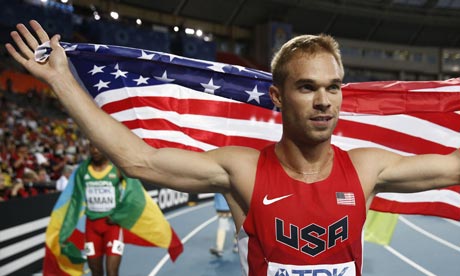 Nick Symmonds celebrates